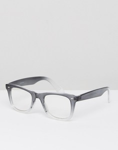 Квадратные очки с серой оправой и прозрачными стеклами ASOS - Серый