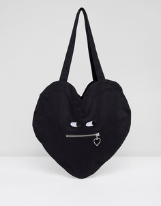 Хлопковая сумка в форме сердца с молнией Lazy Oaf - Черный