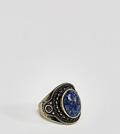 Золотистое кольцо с темно-синим камнем ASOS PLUS - Серебряный