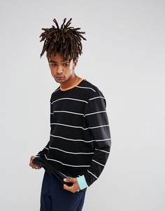 Свободный лонгслив в полоску ASOS - Черный