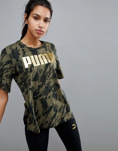 Футболка бойфренда цвета хаки Puma Rebel - Зеленый