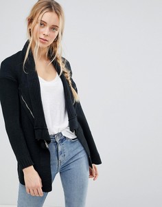 Вязаный жакет с каскадной драпировкой QED London - Черный