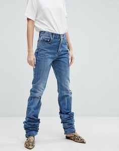 Прямые джинсы с завышенной талией и длинными штанинами ASOS AUTHENTIC - Синий
