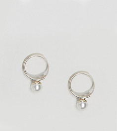 Серебряные серьги-кольца с искусственным жемчугом Kingsley Ryan - Серебряный