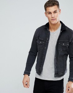 Джинсовая куртка с подкладкой из искусственного меха Jack & Jones Intelligence - Черный