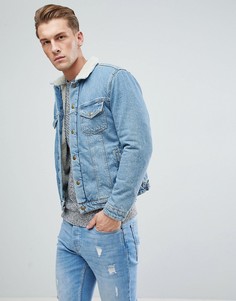 Джинсовая куртка с подкладкой из искусственного меха Jack & Jones Intelligence - Синий