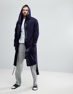 Халат с атласной отделкой ASOS - Темно-синий