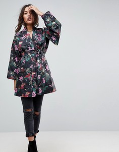 Жаккардовая куртка в стиле кимоно с цветочным принтом ASOS - Мульти