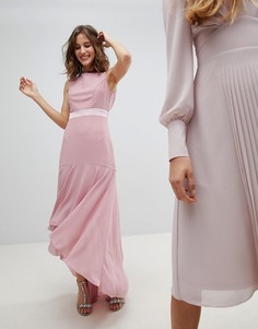 Асимметричное платье макси с бантом на спине TFNC WEDDING - Розовый