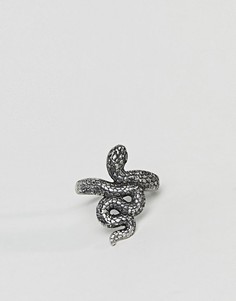 Черное кольцо со змеей Rebel Heritage - Черный
