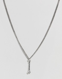 Серебристое ожерелье с подвеской в виде кости Rebel Heritage - Серебряный