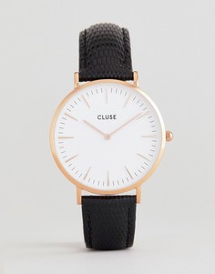 Часы с черным кожаным ремешком CLUSE CL18037 La Bohème - Черный