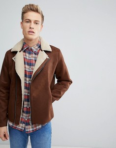 Байкерская куртка из искусственной овчины Jack & Jones Premium - Рыжий