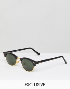 Круглые солнцезащитные очки в черной оправе Reclaimed Vintage - Черный