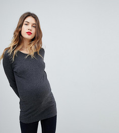 Топ-туника в рубчик с разрезами по бокам New Look Maternity - Серый