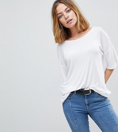 Футболка в рубчик с открытыми плечами ASOS PETITE - Белый