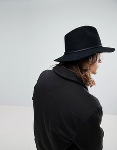 Мягкая фетровая шляпа черного цвета Brixton - Черный