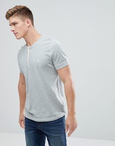 Серая меланжевая футболка хенли с логотипом Abercrombie & Fitch - Серый