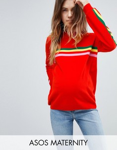 Oversize-джемпер с полосками ASOS Maternity - Красный