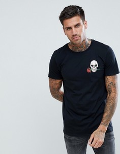 Черная футболка с вышитым черепом boohooMAN - Черный