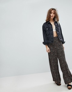 Широкие брюки с принтом Free People Easy Peasy - Черный