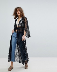 Кружевное кимоно Free People Chelsea - Черный