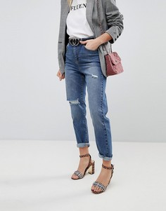 Рваные джинсы в винтажном стиле Miss Selfridge - Синий