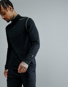 Черный лонгслив с молнией до груди New Look SPORT - Черный