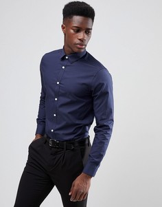 Темно-синяя поплиновая рубашка классического кроя New Look - Темно-синий