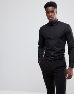 Черная поплиновая рубашка классического кроя New Look - Черный