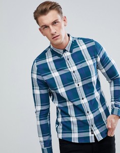 Синяя рубашка в клетку Burton Menswear - Синий