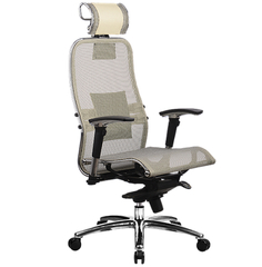 Компьютерное кресло Метта Samurai S-3.02 Beige с 3D подголовником