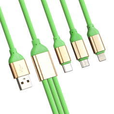 Аксессуар Liberty Project USB-кабель 3в1 8-pin/MicroUSB/Type-C Green 0L-00032782