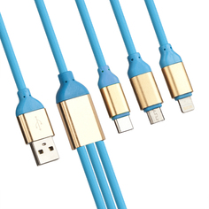 Аксессуар Liberty Project USB-кабель 3в1 8-pin/MicroUSB/Type-C Light Blue 0L-00032783