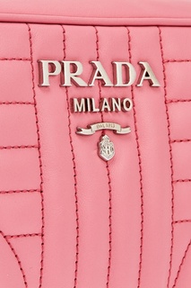 Розовая кожаная сумка Diagramme Prada