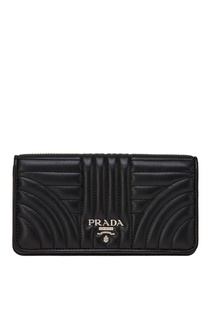 Черный кожаный кошелек на цепочке Prada