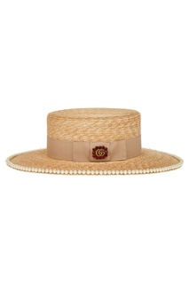 Соломенная шляпа с жемчужинами Gucci