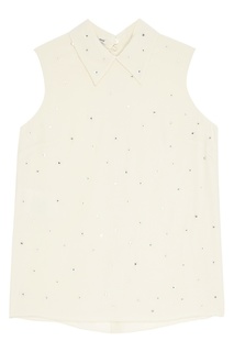 Белая блузка с кристаллами Miu Miu