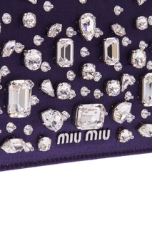 Клатч из сатина с кристаллами Miu Miu