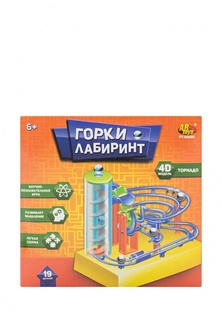 Набор игровой Abtoys Игра настольная "Горки Лабиринт" Торнадо с шариком, 4D модель, 19 деталей, на батарейках, в коробке,