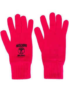 перчатки с вышитым логотипом Moschino
