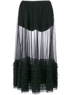 юбка-миди с прозрачной плиссированной панелью Amen