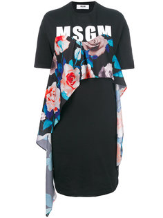 платье-футболка с логотипом и цветочным принтом  MSGM