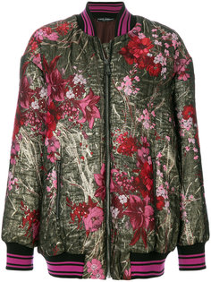 удлиненная куртка-бомбер с цветочной вышивкой Dolce & Gabbana