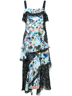 асимметричное платье с панельным дизайном и цветочным принтом Tanya Taylor