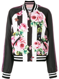 куртка-бомбер с принтом роз Dolce & Gabbana