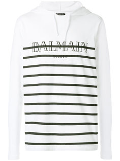 полосатая футболка с капюшоном  Balmain