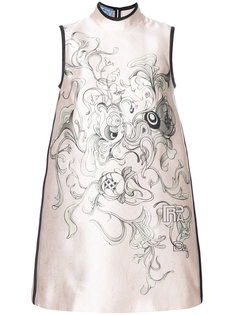 атласный топ с принтом Prada