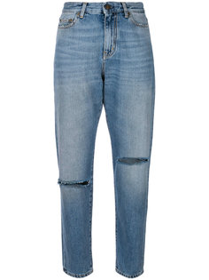 джинсы мешковатого кроя с рваными коленями Saint Laurent