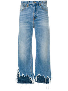 укороченные джинсы с потертой отделкой R13